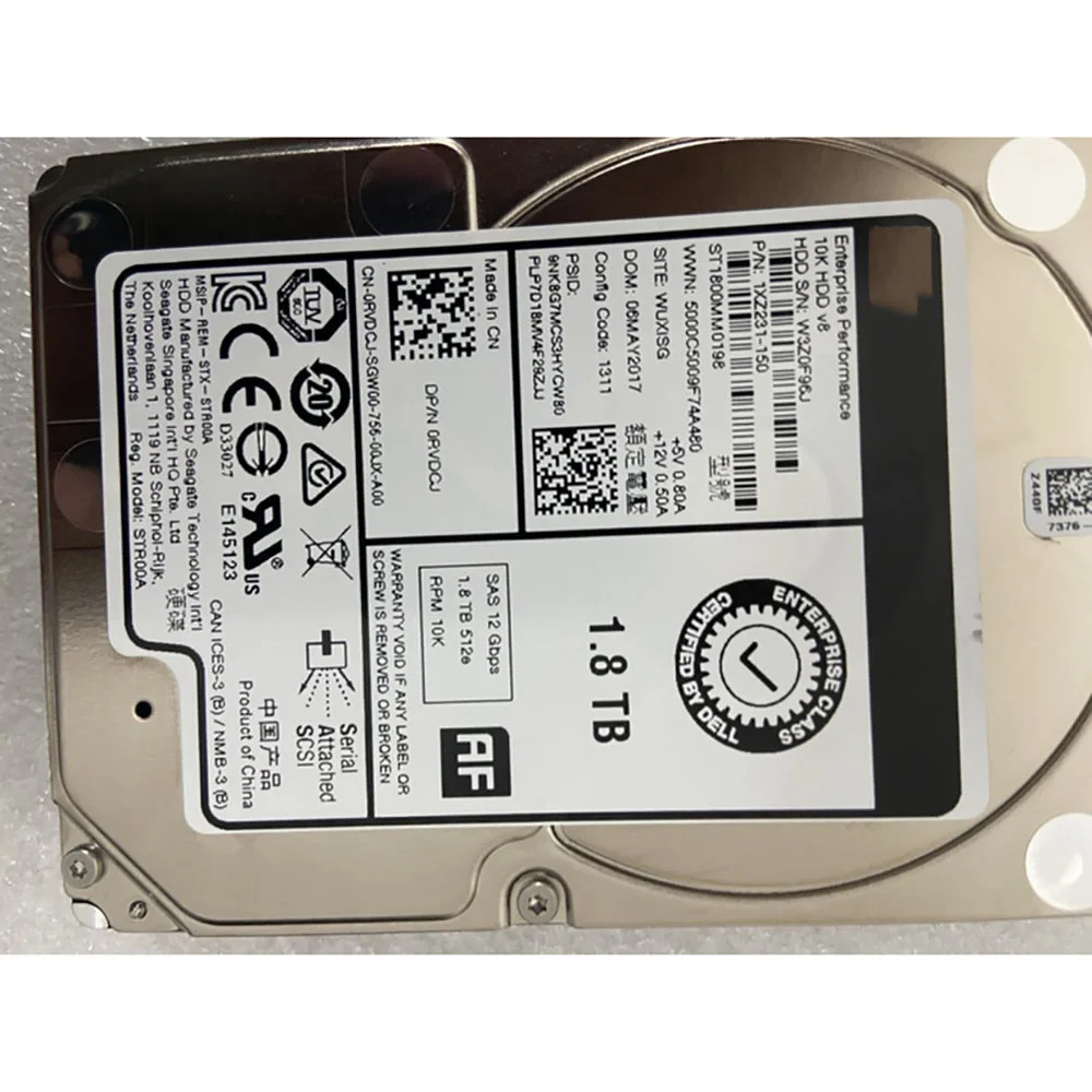 DELL 서버하드 1.8T 10K 2.5 인치 SAS 12G 0RVDCJ RVDCJ ST1800M0198 1.8TB