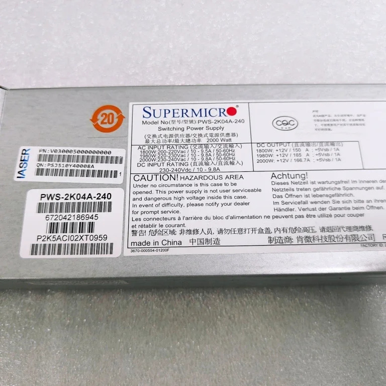 Supermicro 4028 1600W 8채널 GPU 서버전원공급장치 PWS-1K66P-1R DPS-1600CB D