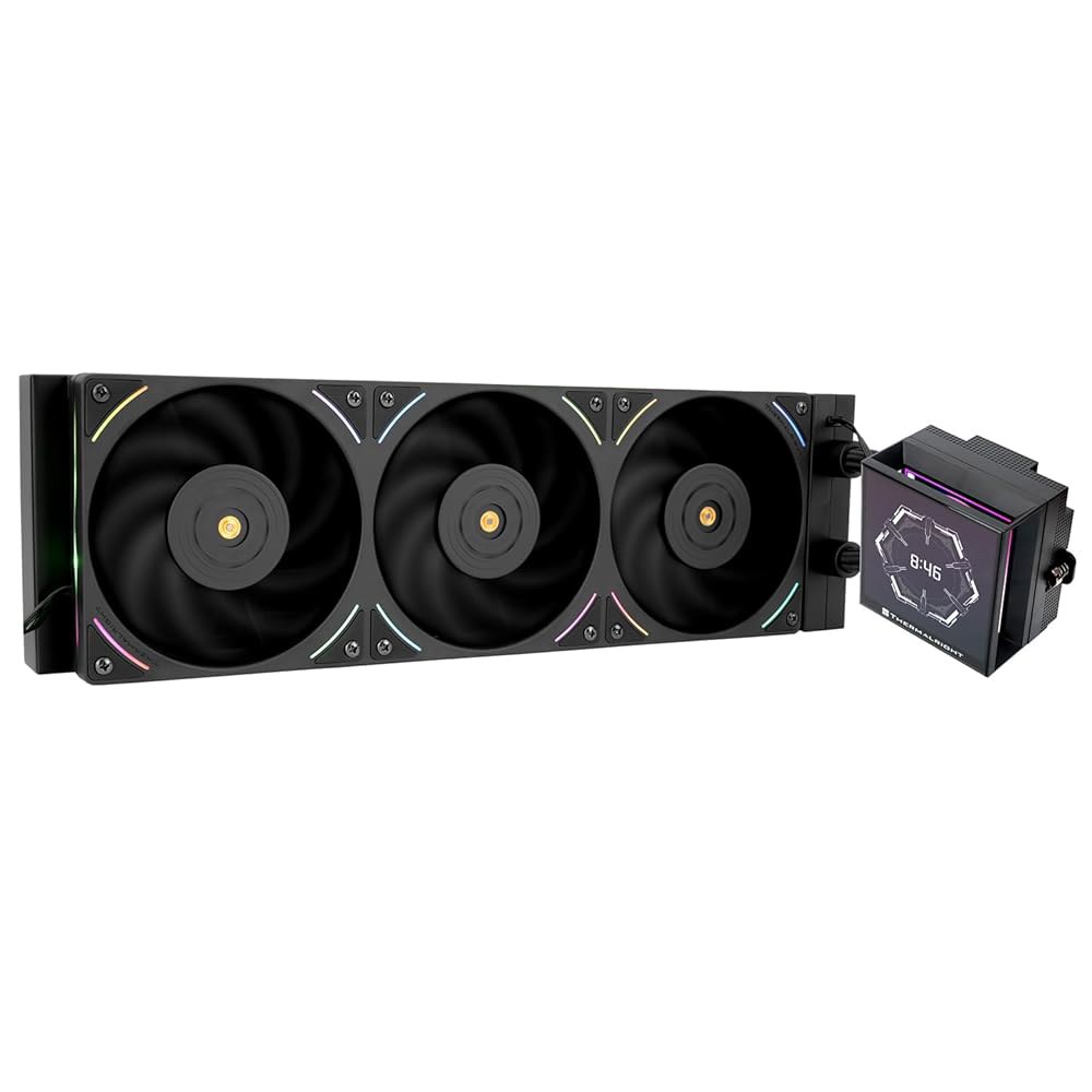 Thermalright HyperVision 360 UB ARGB 블랙 CPU 워터 쿨러, 360mm Aio, 480x480 해상도의 IPS LCD 화면, 마그네틱 패널 AM4 - 상품 이미지
