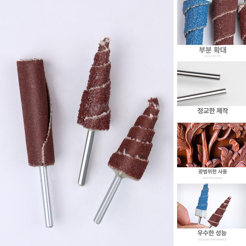 드릴 샌딩 휠 샌드페이퍼 헤드 폴리싱 샌딩패드 생크 기둥형 연마 헤드 φ3 x 6mm 80 - 상세 이미지 5