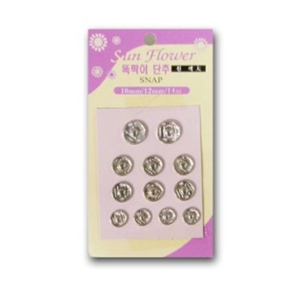 수예용 똑딱이 단추 세트 스냅버튼 손바느질용 12개입 - 상품 이미지