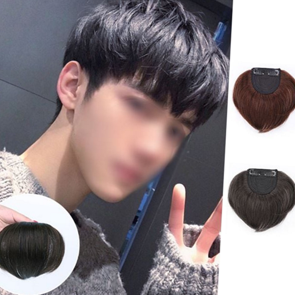 인모 남성 부분 가발 똑딱이 앞머리 가발 정수리 증모 - 상품 이미지