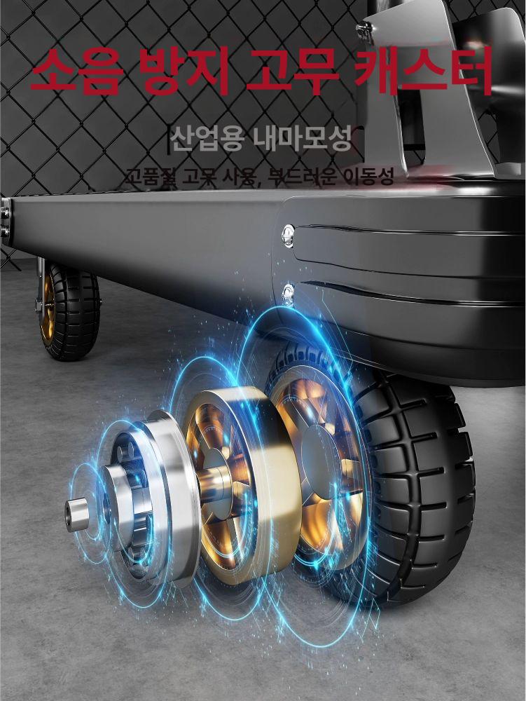 스텐 대차 창고용 수레 핸드카 하역용 카트 접이식 엘카 블랙 73 48 무소음 방화 4인치 - 상세 이미지 5