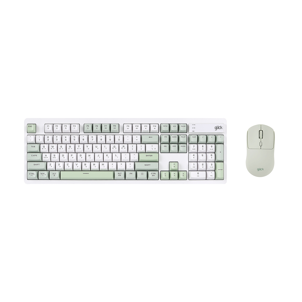 지클릭커 오피스프로 WMK515 사일런스 M 무소음 무선 블루투스 키보드 마우스 세트 104키 Greenwich - 상품 이미지