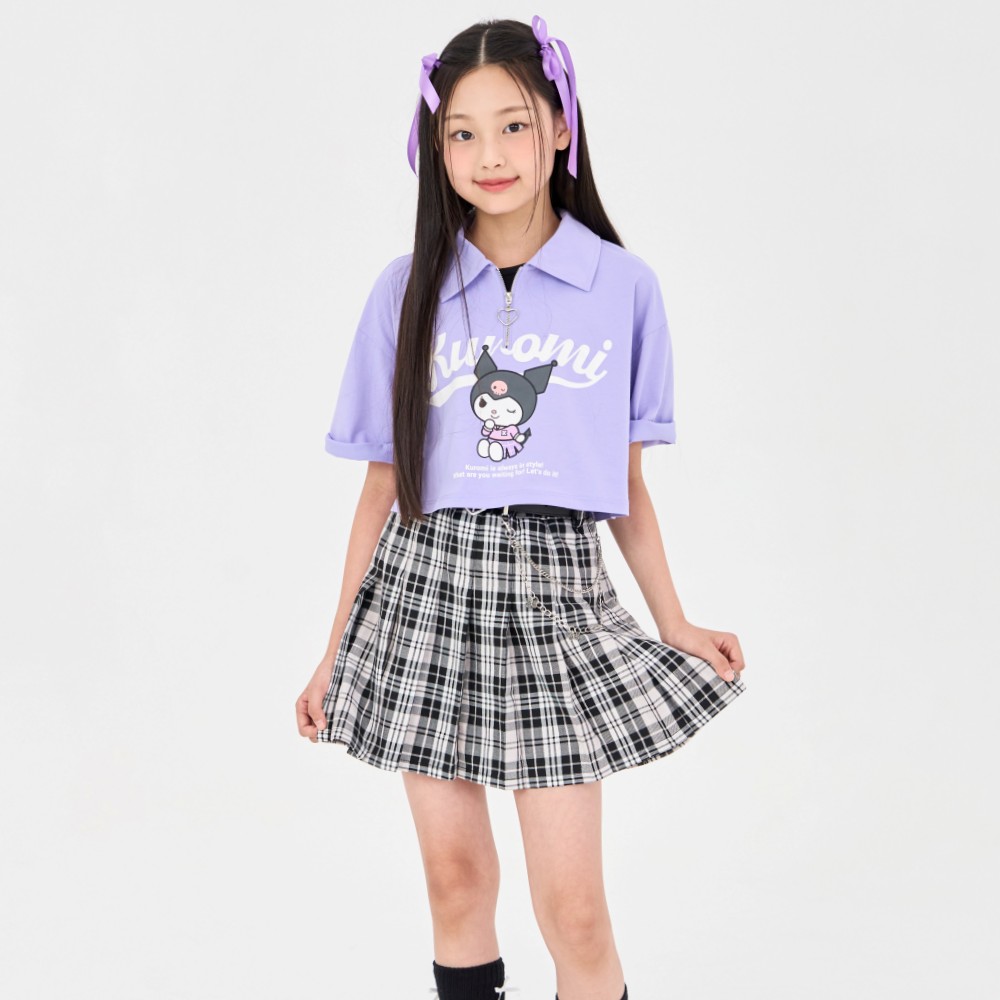 더데이걸 나비 벨트 체크 플리츠 스커트 TGWH24303 - 상세 이미지 2