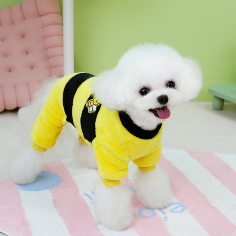 지니몰 겨울 반려견 자켓 꿀벌 고양이 올인원 후리스 강아지 옷 - 상품 이미지