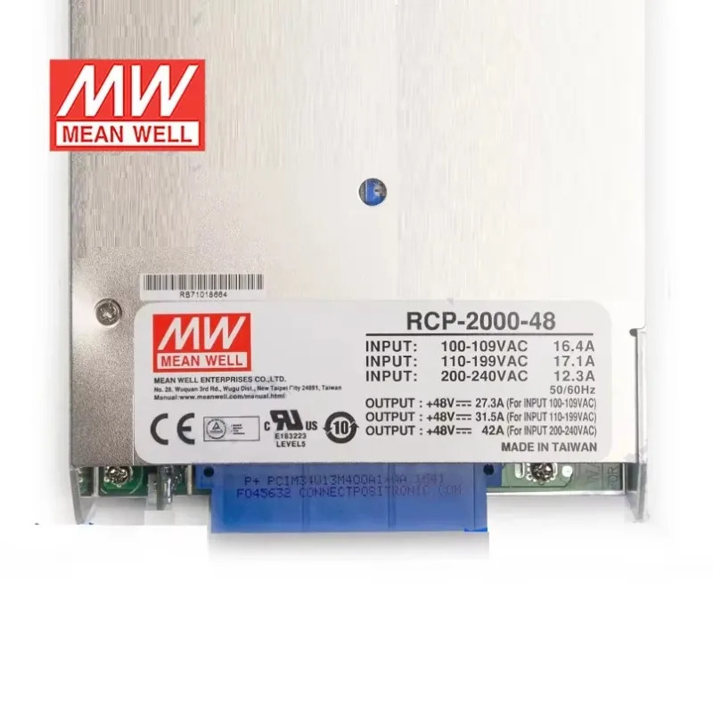 MEAN WELL 스위칭 전원공급장치 RCP-2000-12 RCP-2000-24 RCP-2000-48V 1200W 랙 장착형 전면 장착 정류기