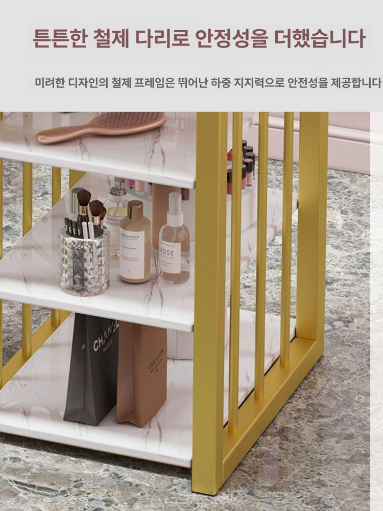 네일샵테이블 가구 네일테이블 화이트 1200 2인용 100 패턴 골드 프레임 + 서랍 3단 2 공식 표준 구성 - 상세 이미지 2