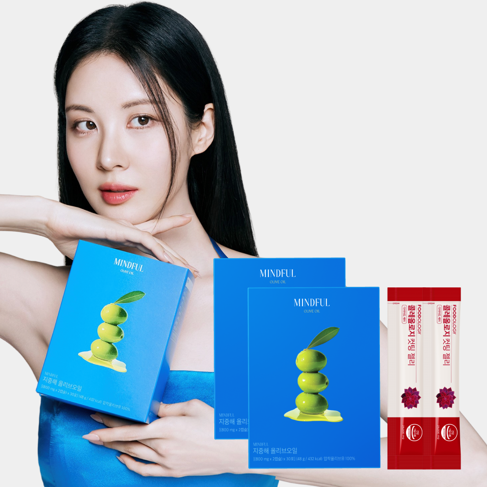 푸드올로지 지중해 마인드풀 올리브오일 유기농 냉압착 엑스트라버진 캡슐 2박스+컷팅젤리 2포 제품 이미지