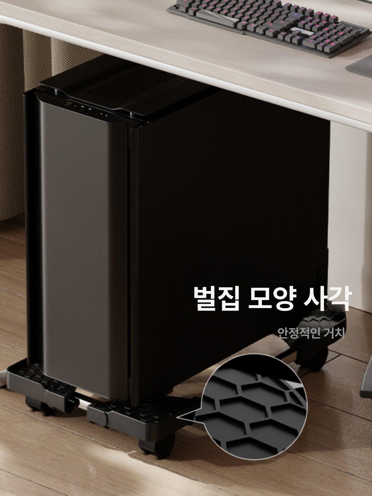 본체받침대 대형 이동식 책상 블랙 보관함 신형브레이크포함텔레스코픽회전바퀴-잉크블랙 - 상세 이미지 5
