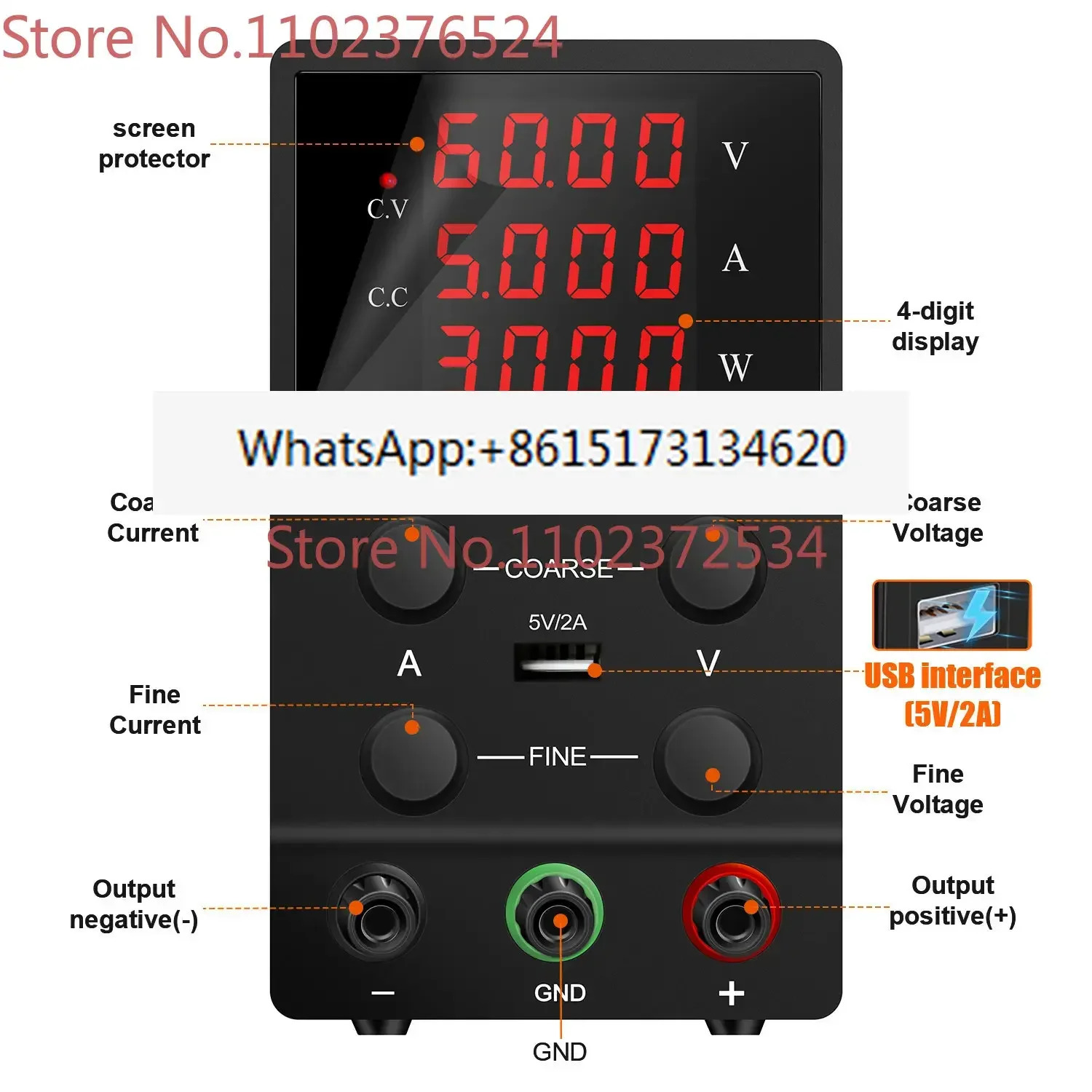 SPS605 DC 전원공급장치 조정 가능스위칭 전원 USB 인터페이스 3 세트 4 개 디지털 디스플레이 60V 5A 신