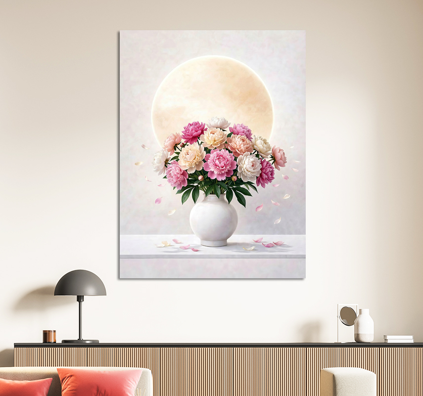 봄빛 모란 달항아리 액자 꽃 그림 카페 거실 인테리어 개업선물 중형 이미지 3