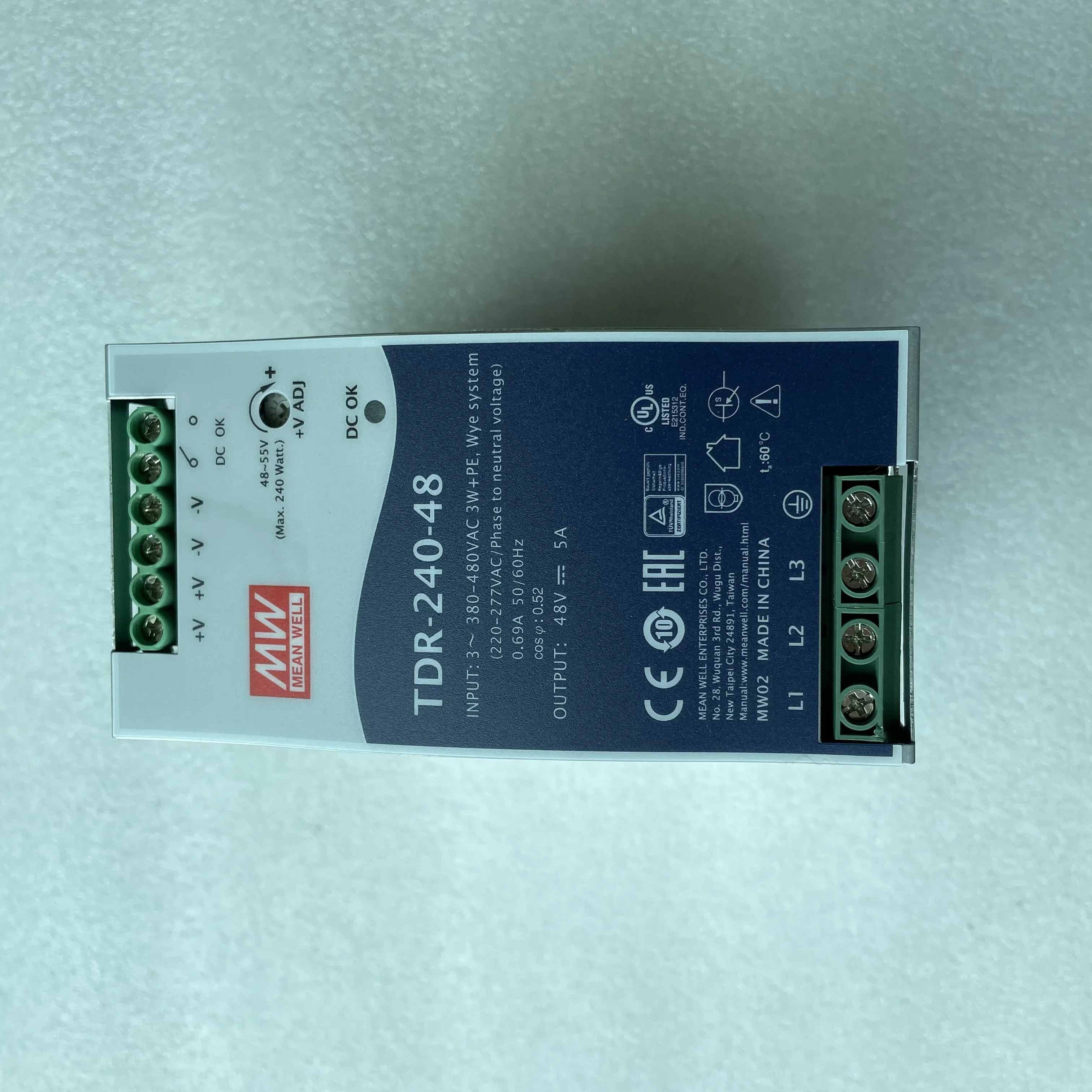 MEAN WELL TDR-240-24 240W24V10A TDR-240-48 240W48V5A 240W PFC 기능 초박형 3상 산업가이드 레일