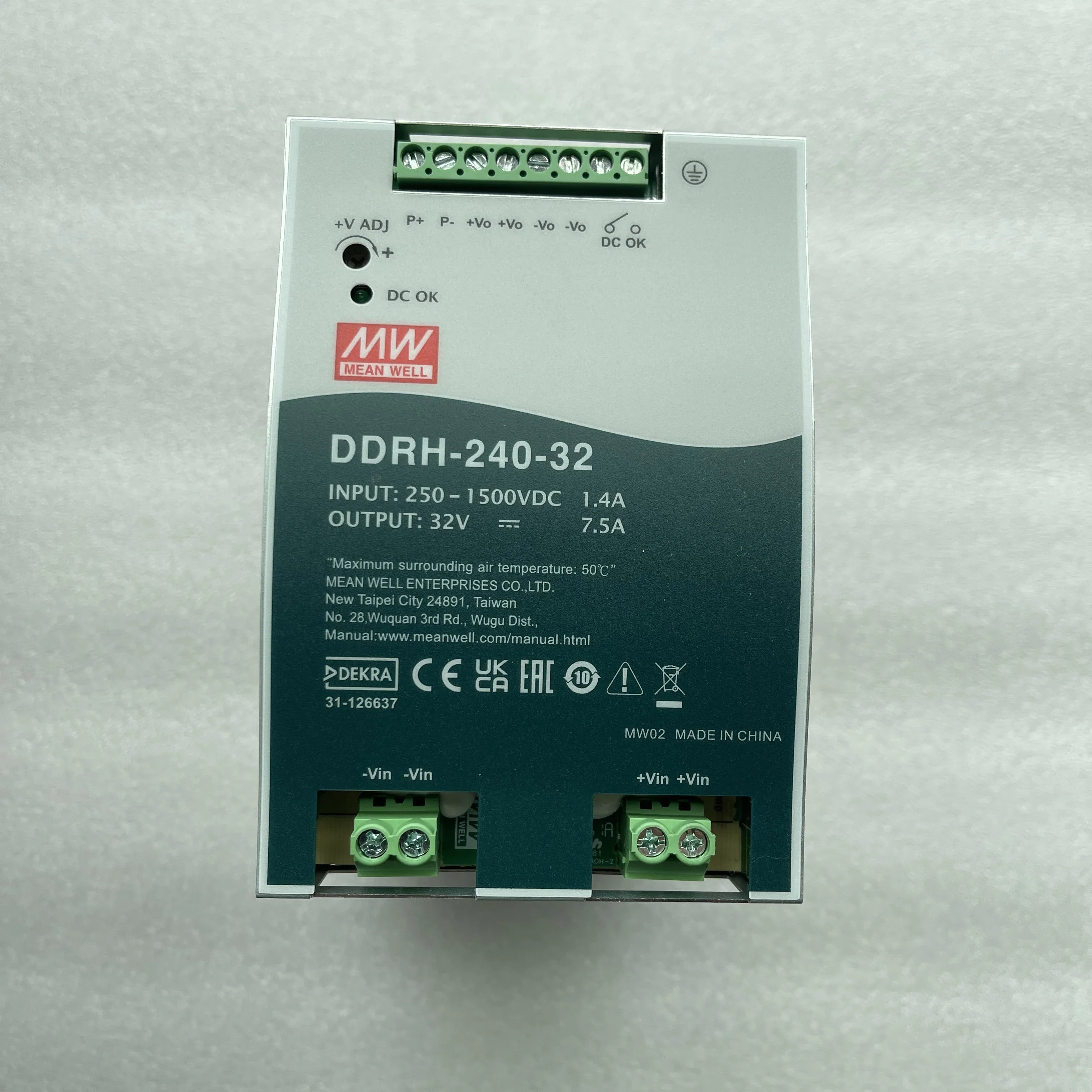 MEAN WELL DDRH-240 240W 초광각 입력 250-1500V DC-DC 12V 24V 32V 48V DIN 레일 변환기