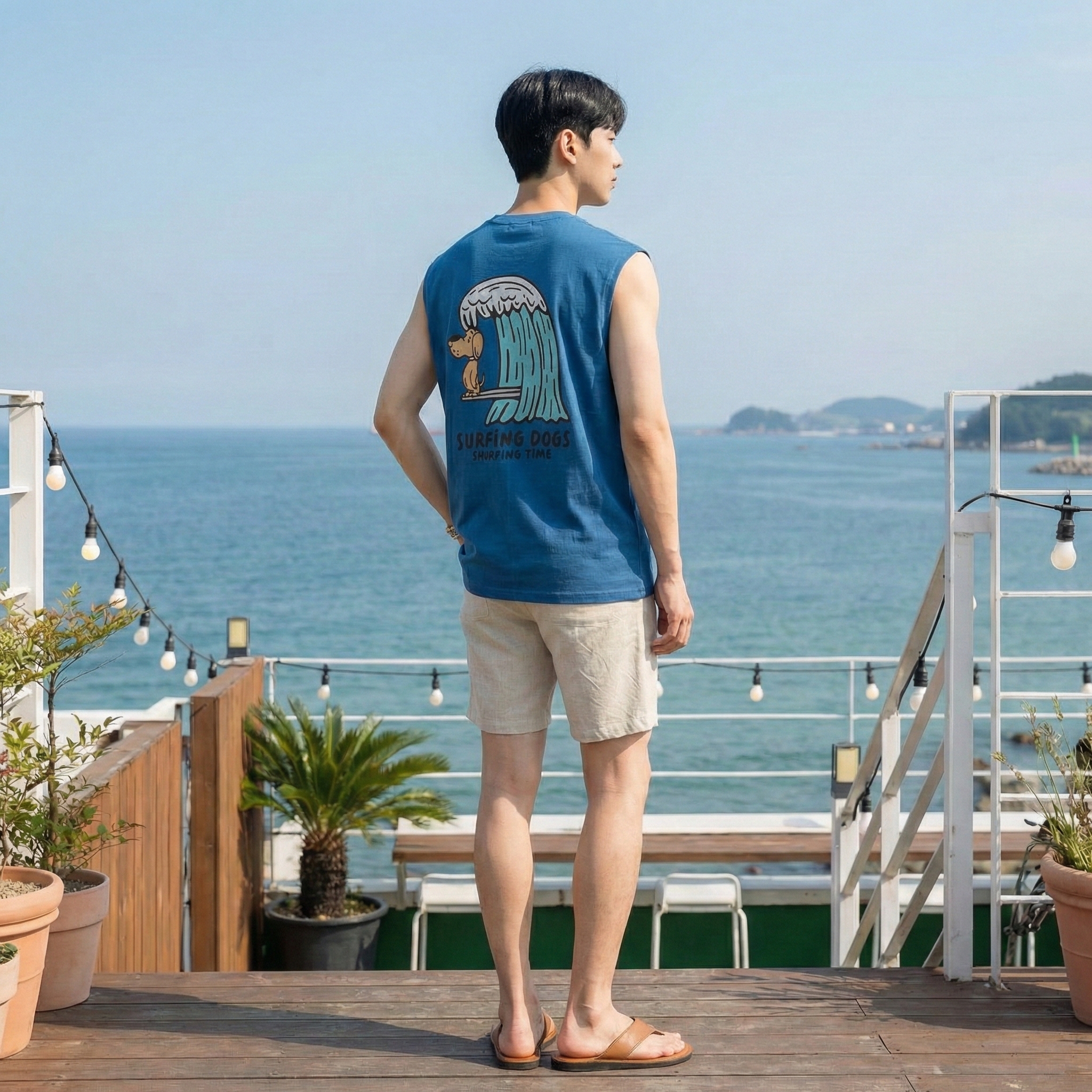 서핑도그 오버핏 나시 남자 민소매 남성 쿨나시 휴가 바캉스 휴양지 이미지 7