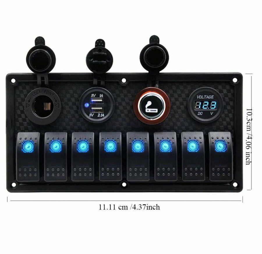 보트 스위치 패널 토글 빌지펌프 제어 요트 방수 컨트롤 6단 전원 전압계 USB - 상세 이미지 3