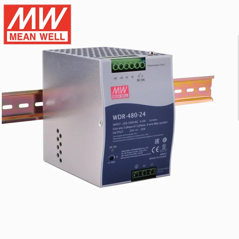 MEAN WELL WDR-480-24 WDR-480-48 480W 단일 출력 산업DIN 레일 전원공급장치 WDR-480