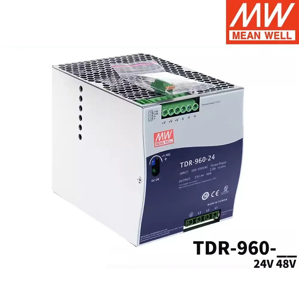 MEAN WELL TDR-960-24 TDR-960-48 960W PFC 기능 3상 산업가이드 레일 TDR-960