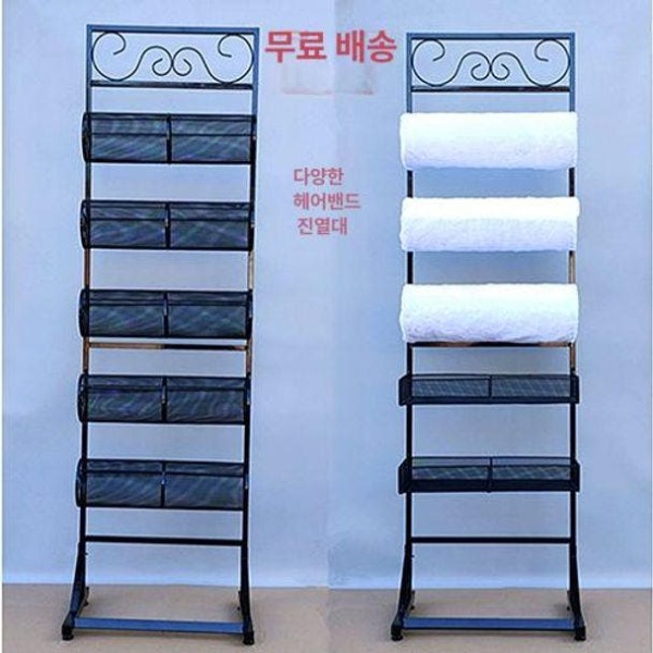 프리미엄 머리띠 헤어밴드 우드손잡이 보관함 5층 정리 거치대 목걸이 블랙 블랙 5층 통 - 상품 이미지
