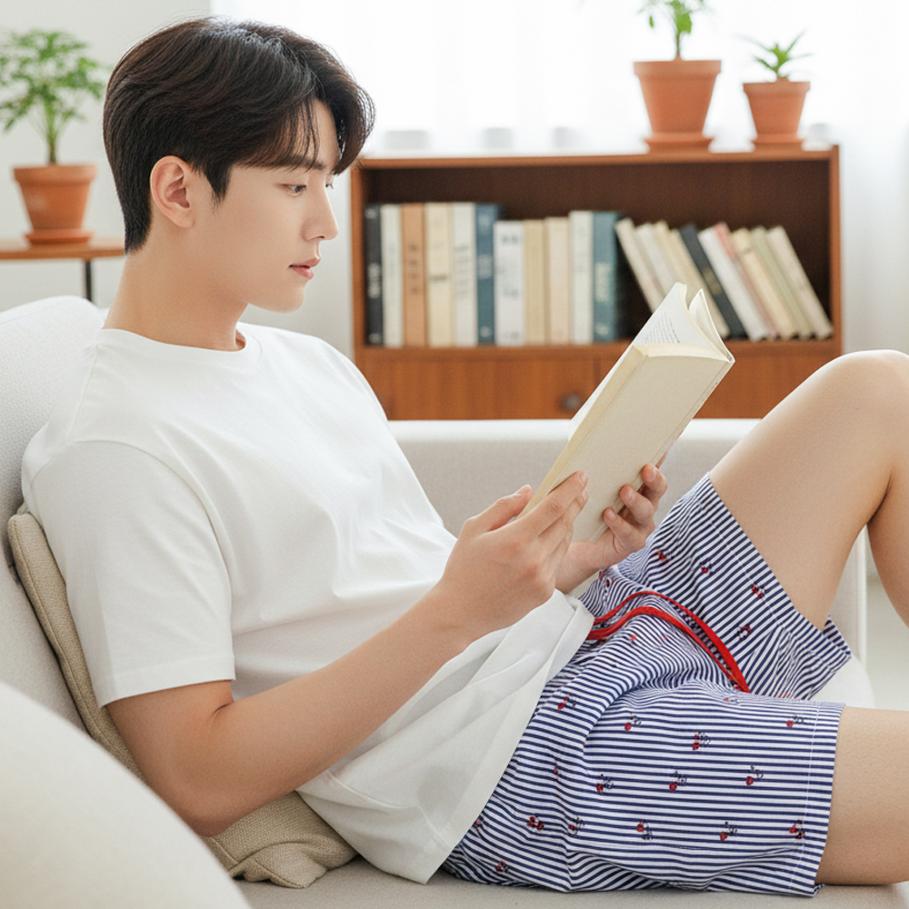 커플 잠옷 바지 파자마 여성 남성 홈웨어 9부 3부 러브팝PJ - 상세 이미지 3