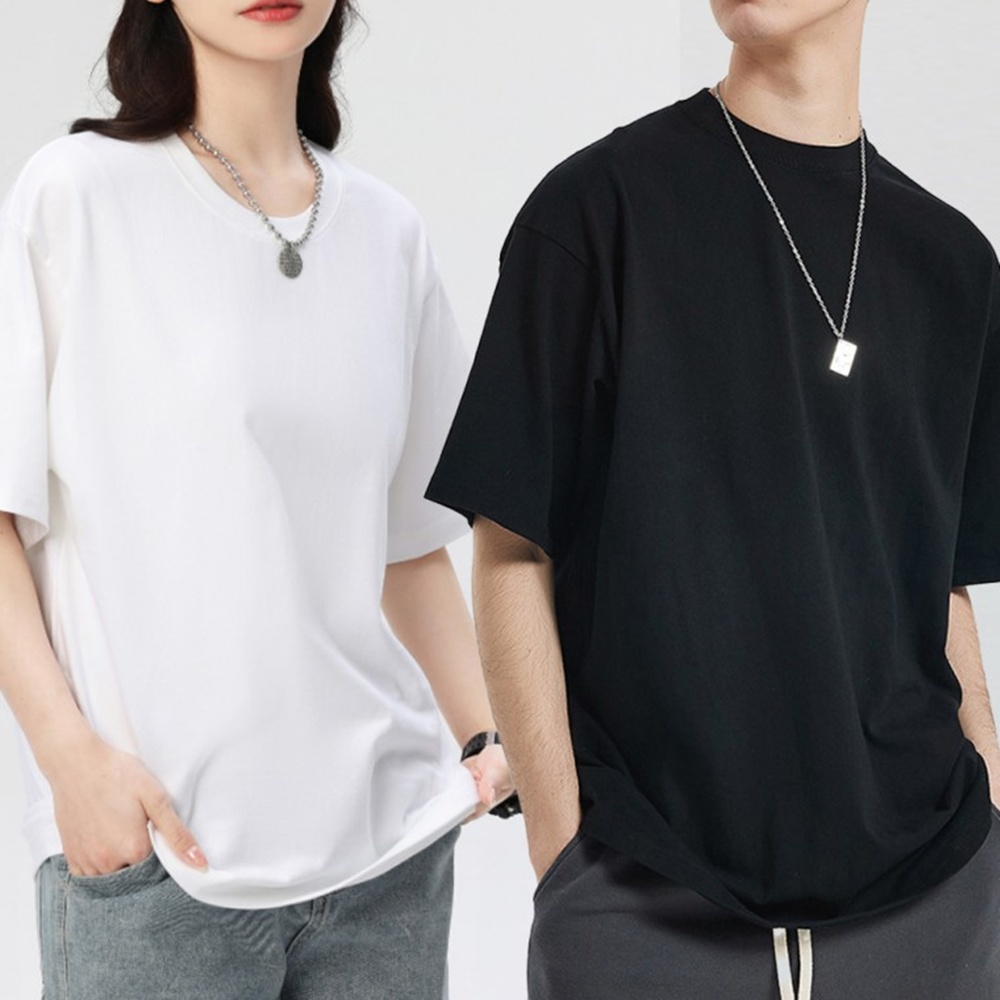 남자 여자 무지 반팔티 흰색 면티 30수 라운드 이너 티셔츠 빅사이즈 3XL 사계절 - 상품 이미지