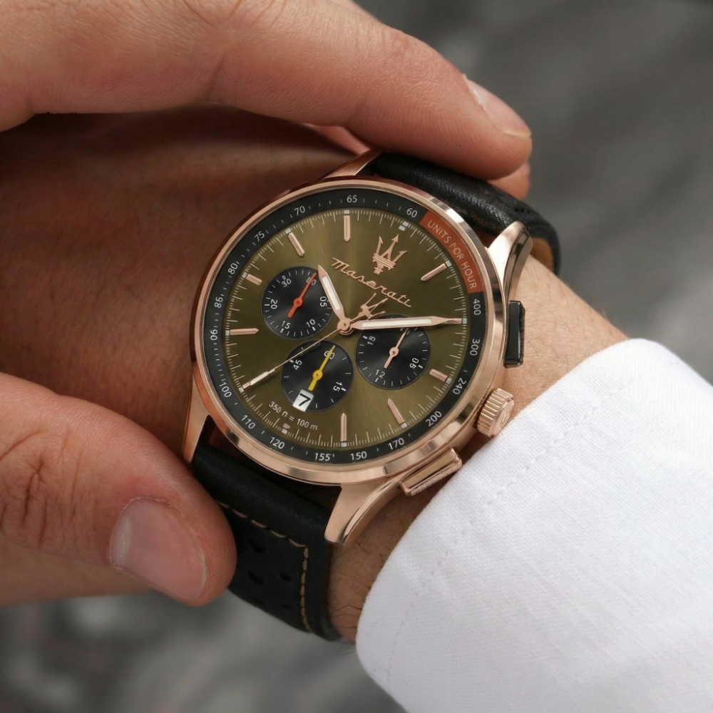 [Italian Design] 마세라티 남자 SORPASSO 가죽 클래식 손목 패션 방수 쿼츠 야광시계 브라운 이미지 7