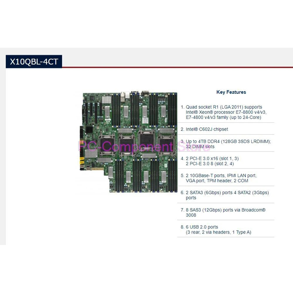 Supermicro 마더보드쿼드 소켓 R1LGA 2011 지원 프로세서 E7-8800 v4/v3 E7-4800 군 X10QBL-4CT