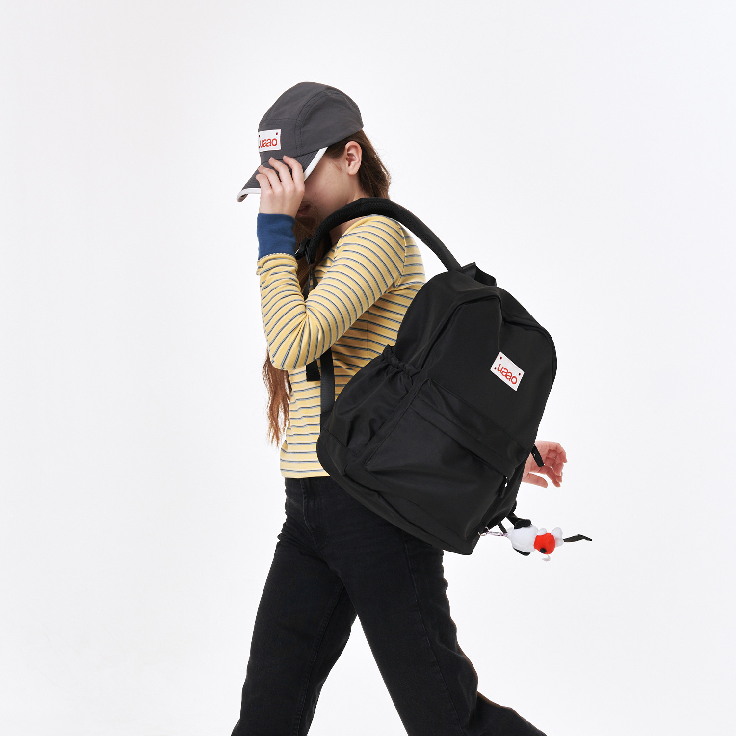 [우아오] 데일루 보부상 여대생 노트북 나일론 데일리 백팩 블랙 - 상세 이미지 3