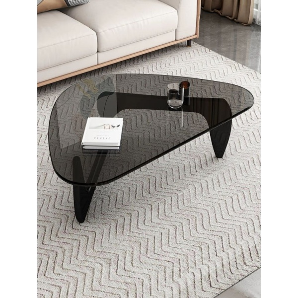 프리미엄 자작나무 유리검정 원목 식탁 회색 바네스데코 마르체 쇼파 테이블 83x57x40cm 회색 유리검정 나무다리 83x57x40c 완제품 - 상세 이미지 4
