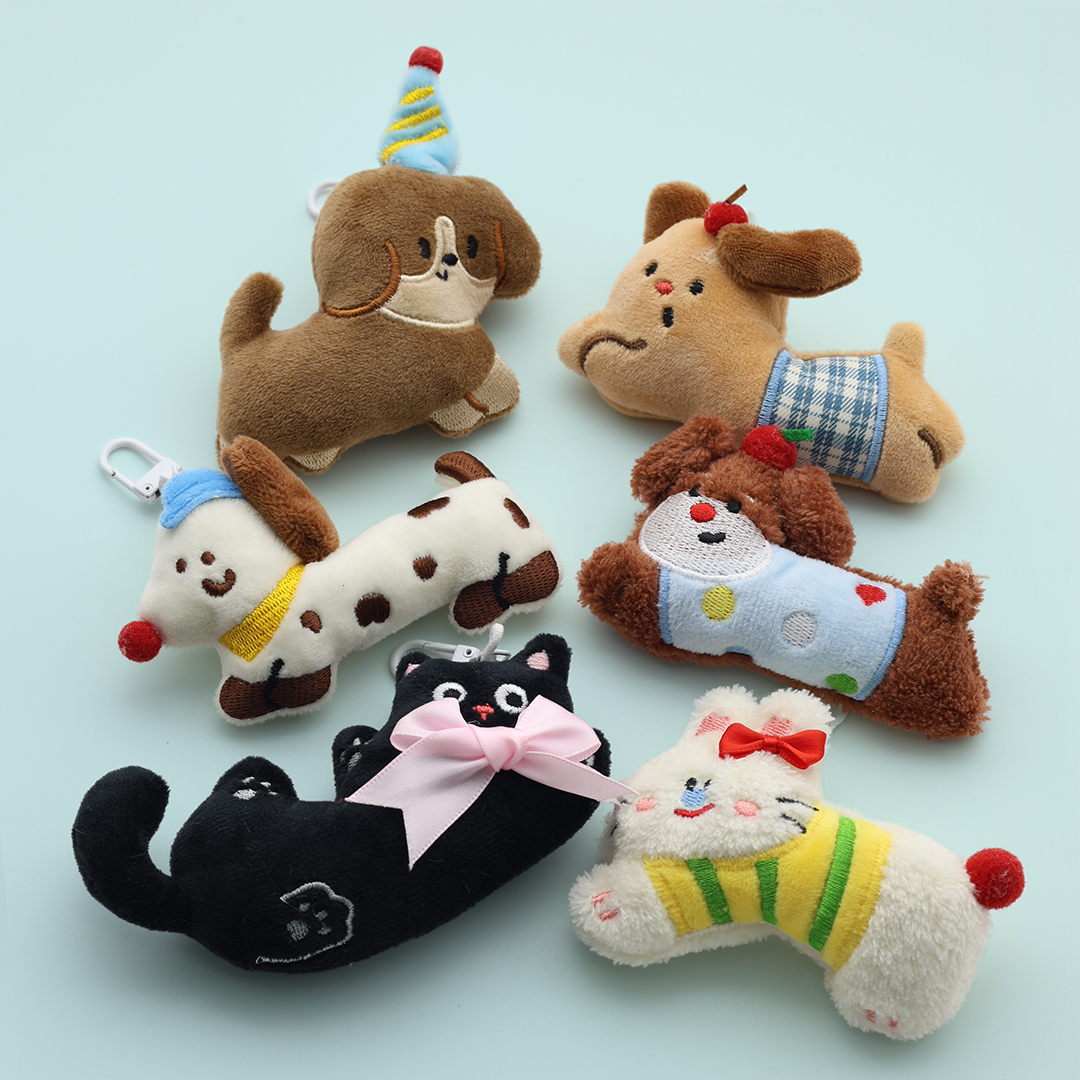 산책 버디 동물 플러시 봉제 인형 키링 가방 키체인 - 상세 이미지 4