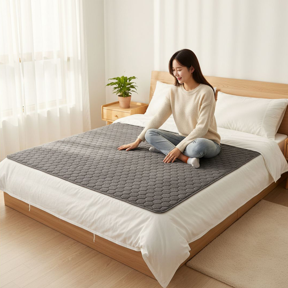 3H 한일온열기 전자파없는 차단 전기매트 캠핑 전기요 전기장판 탄소 워셔블 2인용 150x200 블랙 제품 이미지