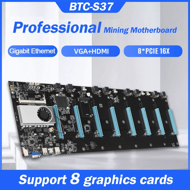 BTC-S37 지원마이닝 머신 마더보드 VGA 호환 A08 21 8 16X 그래프 카드
