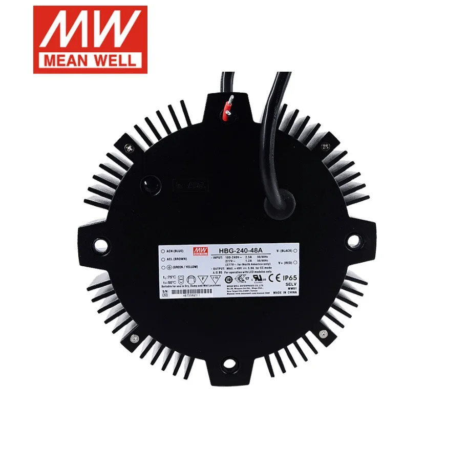 MEAN WELL 디밍 정전류 전원공급장치 HBG-240-36A/48A/36B/48B 원형 알루미늄 쉘 LED 방수