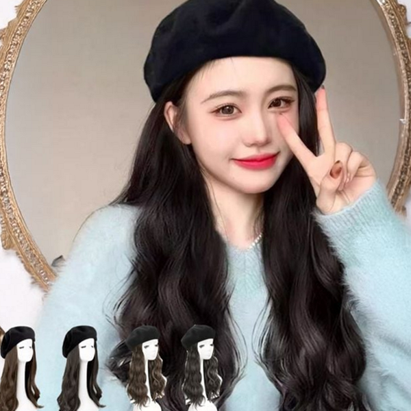 탈부착 모자 일체형 가발 물결 긴 웨이브 가발 데일리 여성 - 상품 이미지