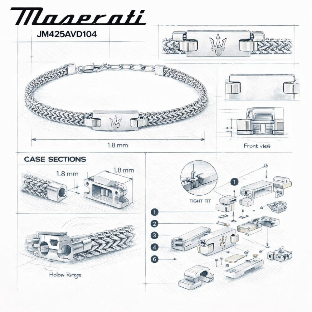 [Italian Design] 마세라티 남자 아이코닉 JM425AVD 체인팔찌 메탈 액세서리 명품 패션 실버 로고 이미지 7