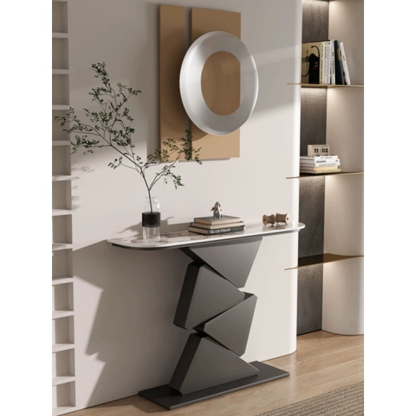모던 복도장 콘솔장 현관테이블 거실 벽걸이 테이블 80x30x85 매트 블랙 80x30x85 매트 블랙 조립 - 상품 이미지