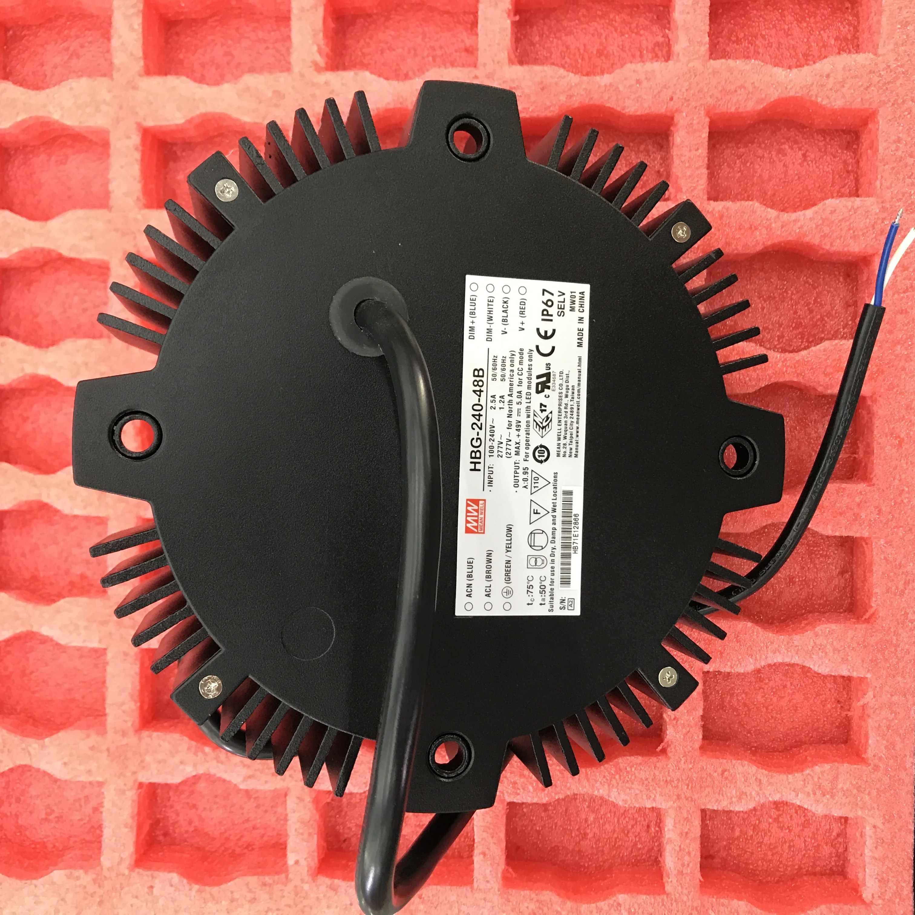 MEAN WELL 디밍 정전류 전원공급장치 HBG-240-36A/48A/36B/48B 원형 알루미늄 쉘 LED 방수