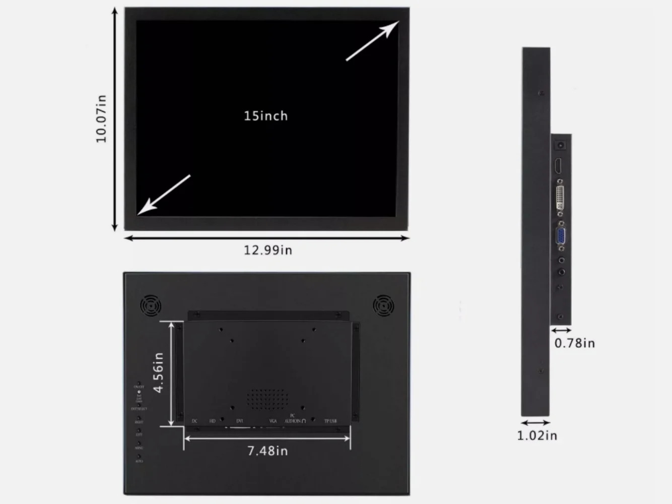 15인치 1024x768 산업LCD 모니터