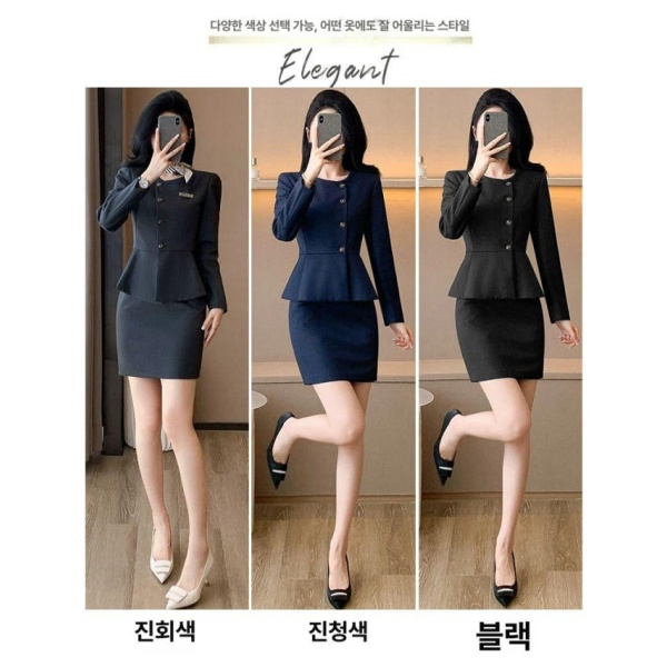 프리미엄 병원 상담실장 유니폼 재킷 치과 에스테틱 원무과 프론트 짙은 회색 단추형 짙은 회색 단추형 재킷 S - 상세 이미지 2