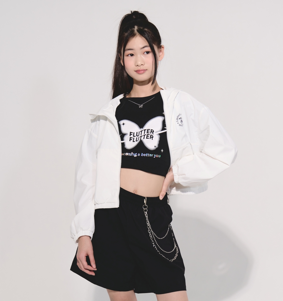 더데이걸 트임소매 테이프 반팔 TGRA24406 - 상품 이미지