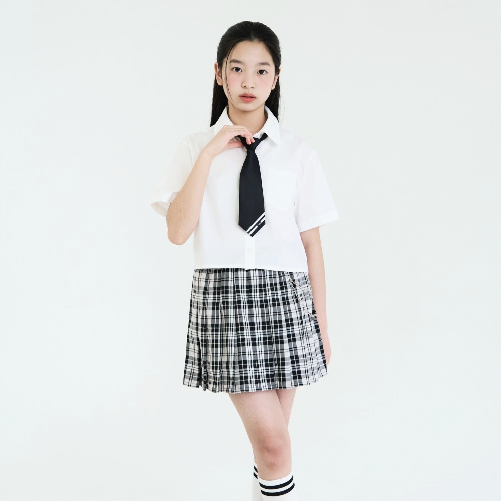 더데이걸 체크 리본 반팔 블라우스 TGBW24301 - 상세 이미지 5