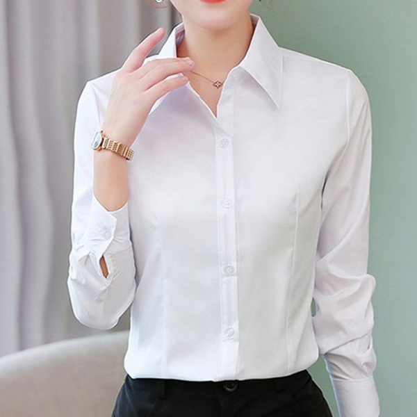 슬림 여성 면접 블라우스 직장인 여성 긴 팔 셔츠 베이직 - 상품 이미지