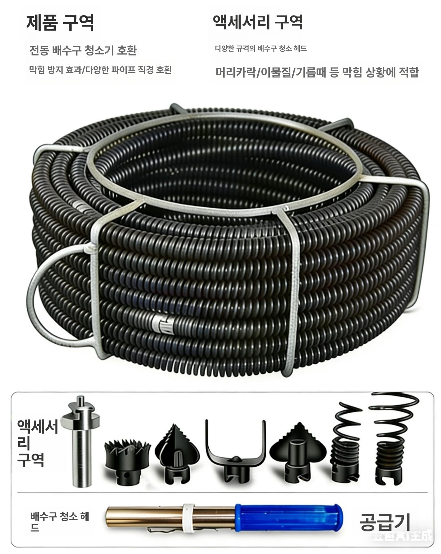 배관 스프링 16mm 슬러지 연장 청소 막힘 준설 뚫는 5m 프레임 없음 A - 상세 이미지 3