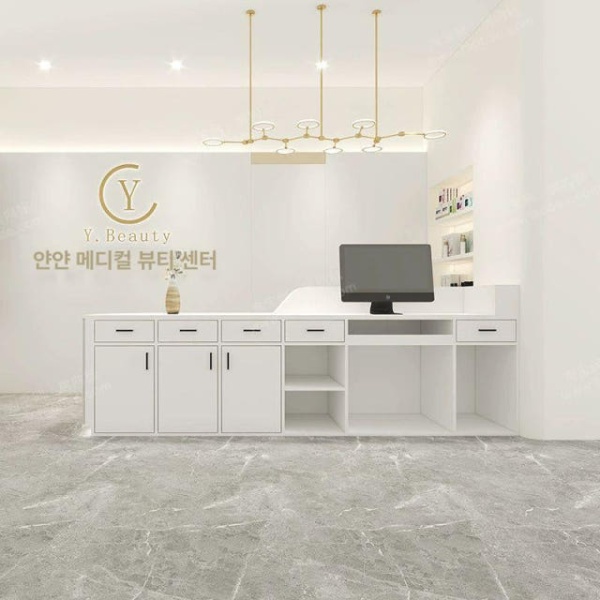 프리미엄 템바보드 테이블 인포메이션 안내 데스크 계산대 흰색 회색 회색 1x1x1cm - 상세 이미지 4
