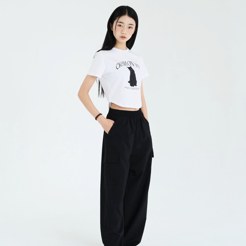 더데이걸 시크 고양이 크롭 반팔티 TGRA24407 - 상세 이미지 3