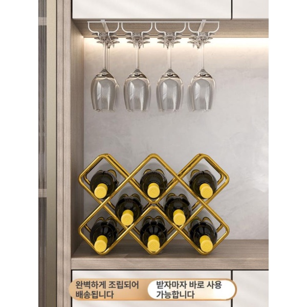 프리미엄 와인랙 진열대 스탠드 보관 디자인 고급 선반 바스켓 쿨러 칠러 백 럭셔리 와인랙화이트 다층 와인잔랙 럭셔리 와인랙 - 상세 이미지 2