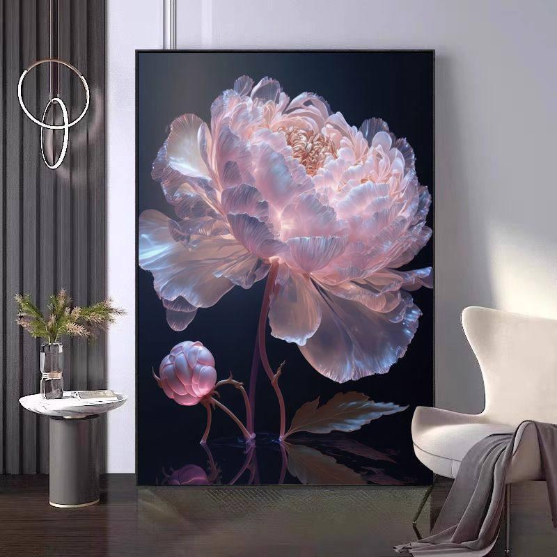 보석십자수 액자형 모란 꽃 돈들어오는 구슬 재물 스타일 01 무광 패브릭 60 x 80CM - 상품 이미지