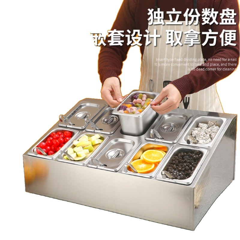 식당 밑반찬 셀프바용 밧드 미니 반찬 냉장고 식자재 신선 보관용 위생 냉장 6인 더블 6칸 - 상세 이미지 3