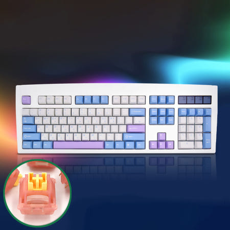 큐센 DT35 PBT 풀윤활 가스켓 유무선 기계식 키보드 블루퍼플, 오테뮤 저소음 피치축V3