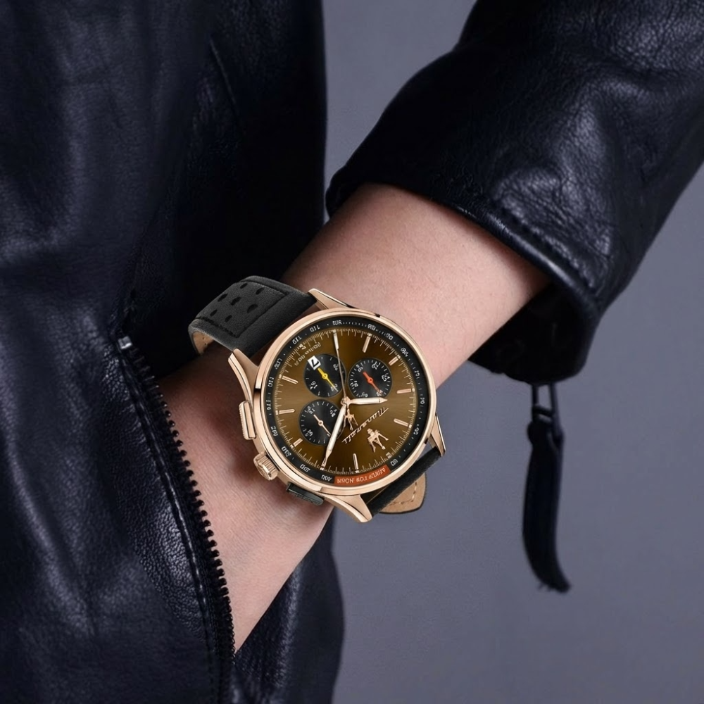 [Italian Design] 마세라티 남자 SORPASSO 가죽 클래식 손목 패션 방수 쿼츠 야광시계 브라운 이미지 8